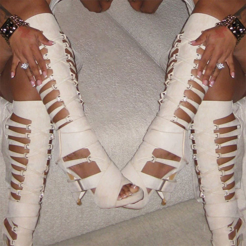 Knee High Boots Women - Sandali Lunghi Trendy con Tacco a
