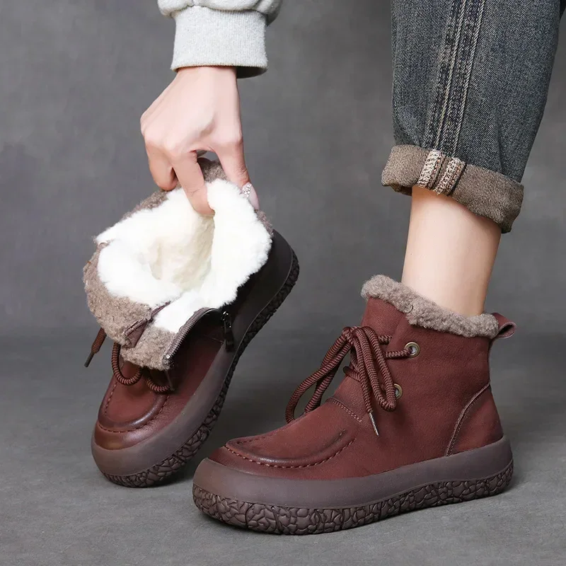 Women Shoes Wedges - Careaymade-4cm Stivaletti Pelle scamosciata di mucca